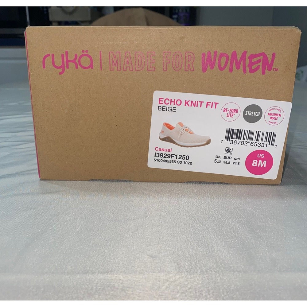 Ryka Echo Knit Fit Women's Beige Coral Slip On Sneaker 8M Ergonomic RE-ZORB LITE - Picture 11 of 11